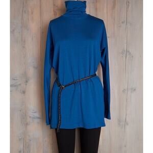 Ramblers Way Wool Turtleneck Tunic Dress Blue Small